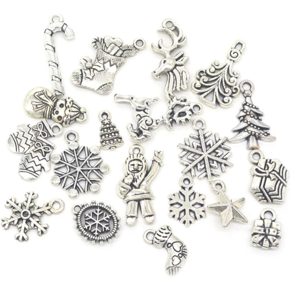 Christmas Charm Assortment: Festive DIY Jewelry Making Kit with 19 Unique Pendants